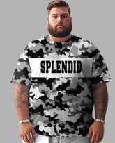 Men's Plus Size Camouflage Colorblock Alphabet Print T-Shirt Shorts Suit